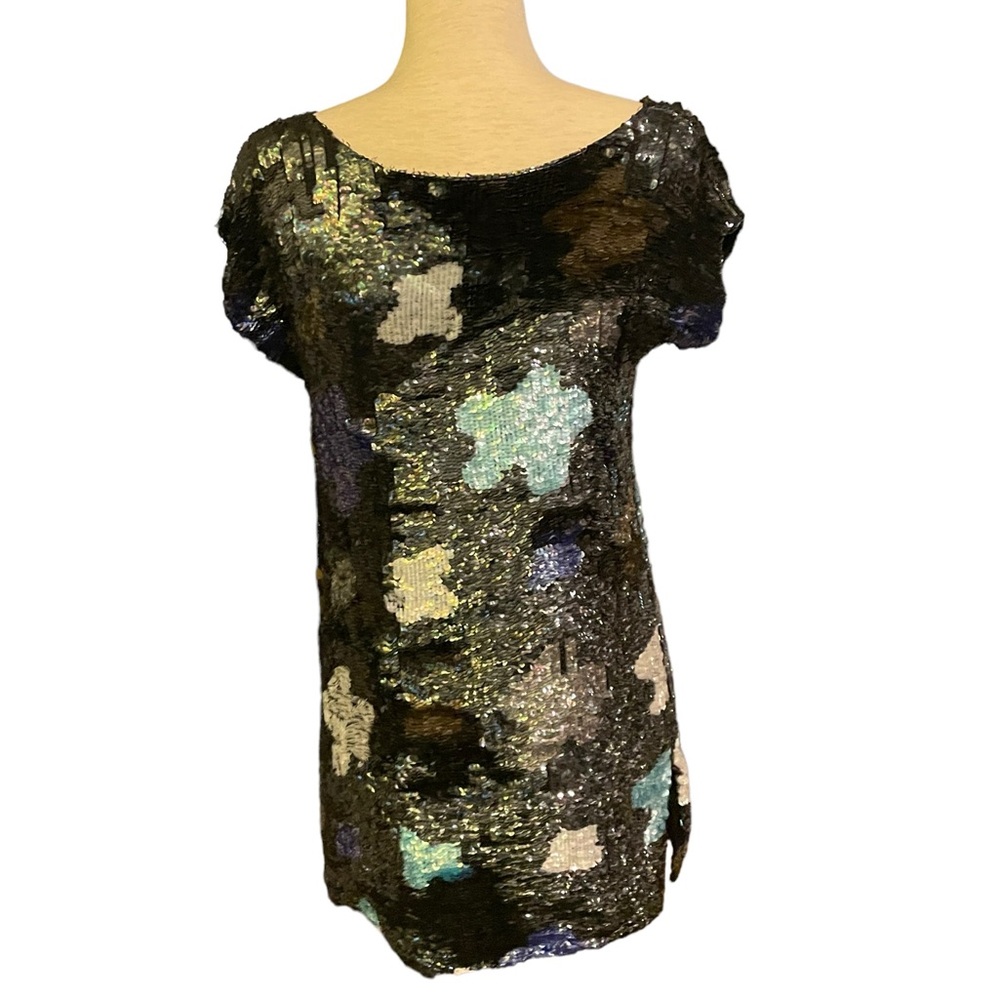 Sequin All Over Multi Color Top, Pull Over With S… - image 1